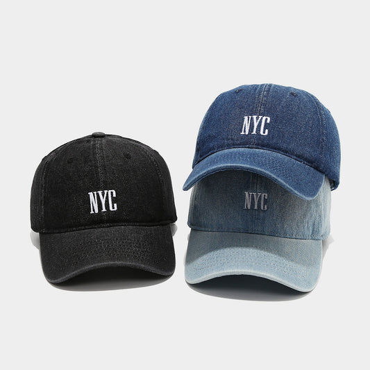 American Retro Denim Alphabet Peaked Cap