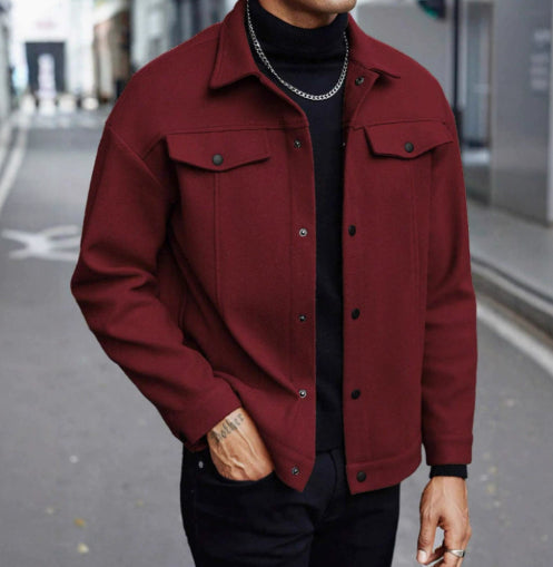 Lapel Woolen Men's Casual Sports Jacket